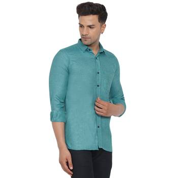 Green plain cotton men-Shirt 3