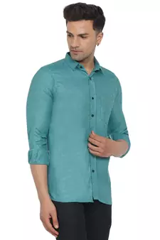 Green plain cotton men-Shirt