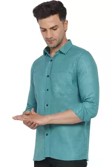 Green plain cotton men-Shirt