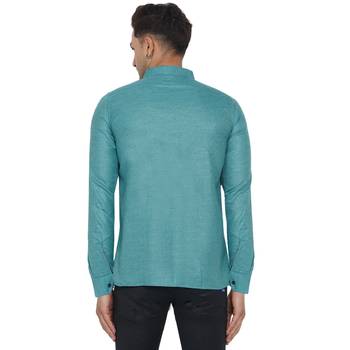 Green plain cotton men-Shirt 5