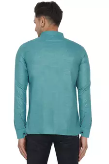 Green plain cotton men-Shirt