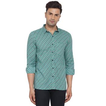 Green printed cotton men-Shirt 1