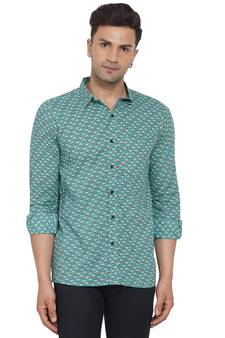 Green printed cotton men-Shirt