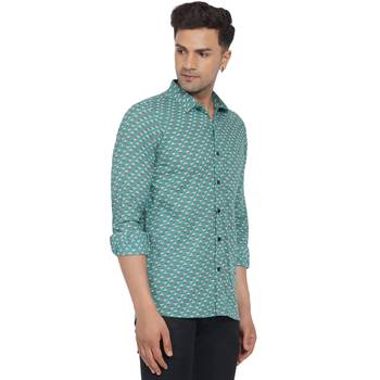 Green printed cotton men-Shirt 3