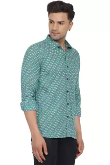 Green printed cotton men-Shirt