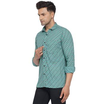 Green printed cotton men-Shirt 4