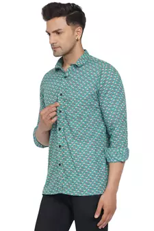 Green printed cotton men-Shirt