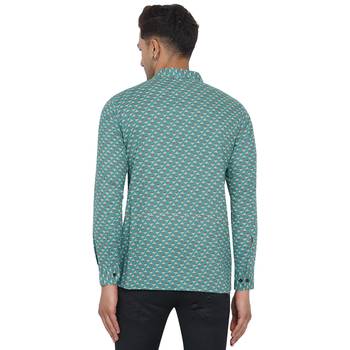 Green printed cotton men-Shirt 5