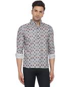 Grey printed cotton men-kurtas