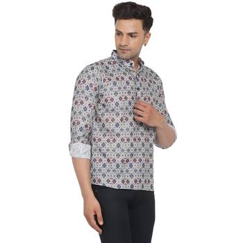 Grey printed cotton men-kurtas 2