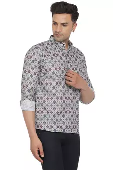 Grey printed cotton men-kurtas