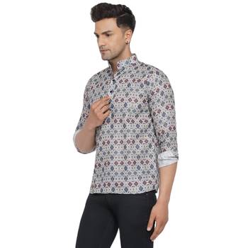 Grey printed cotton men-kurtas 3