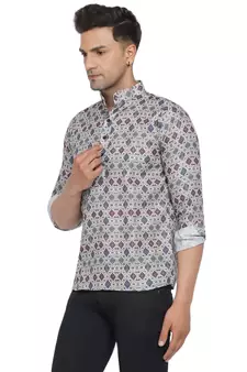 Grey printed cotton men-kurtas