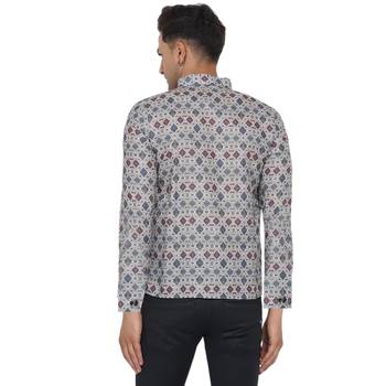 Grey printed cotton men-kurtas 4