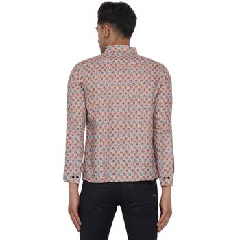 Beige printed cotton men-kurtas 4