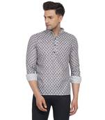 Grey printed cotton men-kurtas