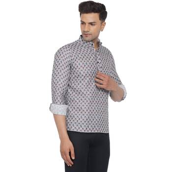 Grey printed cotton men-kurtas 2