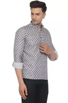 Grey printed cotton men-kurtas