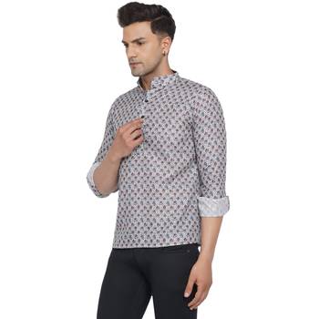 Grey printed cotton men-kurtas 3