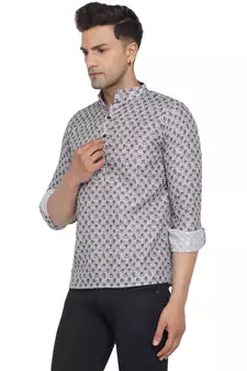 Grey printed cotton men-kurtas