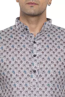 Grey printed cotton men-kurtas