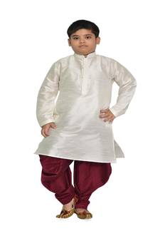 ANAN Kid's Festive & Party White Kurta and Patiala Set  ( White Pack of 1 )