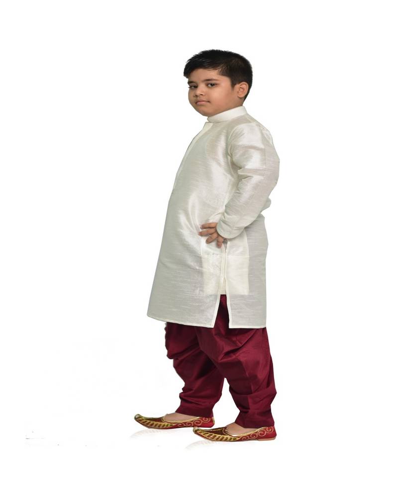 ANAN Kid's Festive & Party White Kurta and Patiala Set  ( White Pack of 1 )