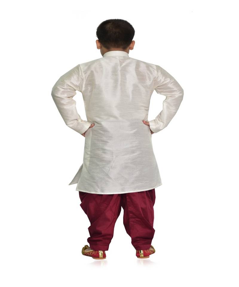 ANAN Kid's Festive & Party White Kurta and Patiala Set  ( White Pack of 1 )