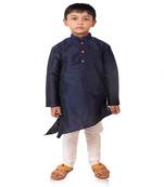 ANAN Kid's Festive & Party Blue Crose Kurta and Pyjama Set  ( Blue Pack of 1 )