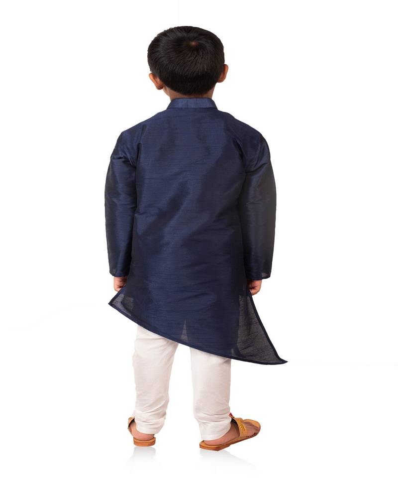 ANAN Kid's Festive & Party Blue Crose Kurta and Pyjama Set  ( Blue Pack of 1 )