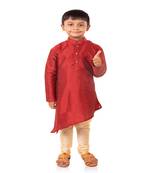 ANAN Kid's Festive & Party Maroon Crose Kurta and Pyjama Set  ( Maroon Pack of 1 )