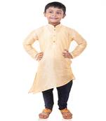 ANAN Kid's Festive & Party Gold Crose Kurta and Pyjama Set  ( Gold Pack of 1 )