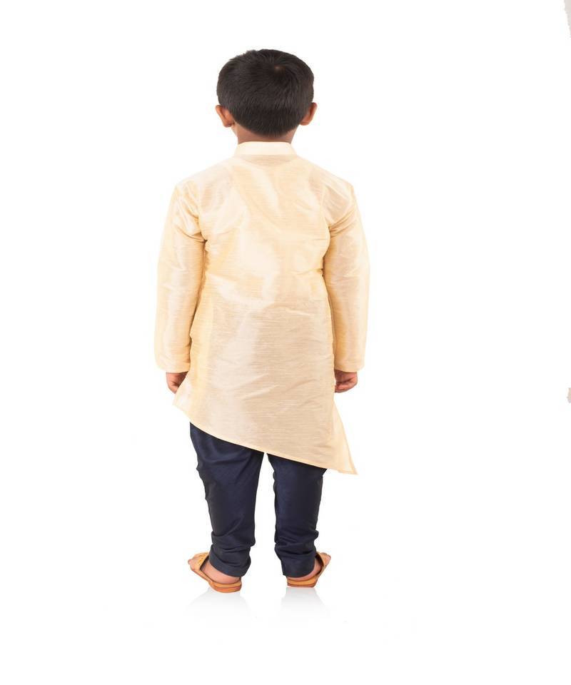ANAN Kid's Festive & Party Gold Crose Kurta and Pyjama Set  ( Gold Pack of 1 )