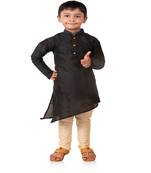 ANAN Kid's Festive & Party Black Crose Kurta and Pyjama Set  ( Black Pack of 1 )