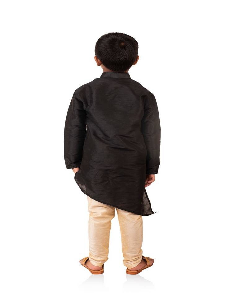 ANAN Kid's Festive & Party Black Crose Kurta and Pyjama Set  ( Black Pack of 1 )