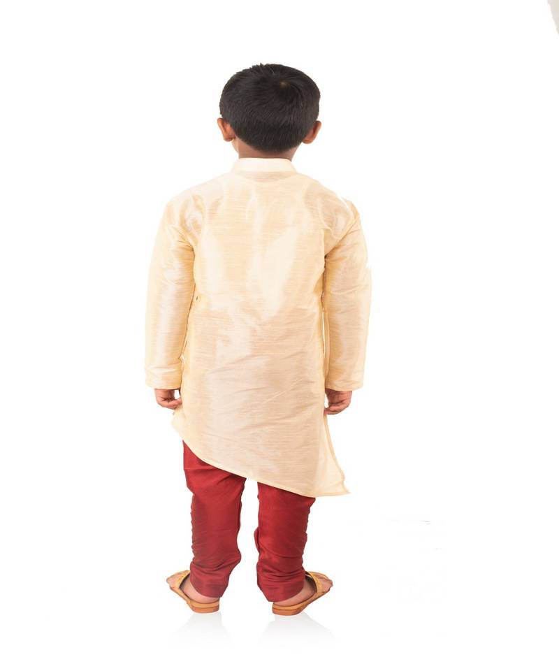 ANAN Kid's Festive & Party Gold Crose Kurta and Pyjama Set  ( Gold Pack of 1 )