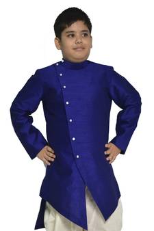 ANAN Kid's Festive & Party Navy V Kurta Set  ( Navy Pack of 1 )