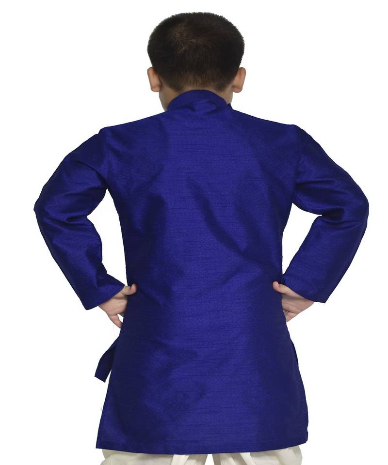 ANAN Kid's Festive & Party Navy V Kurta Set  ( Navy Pack of 1 )
