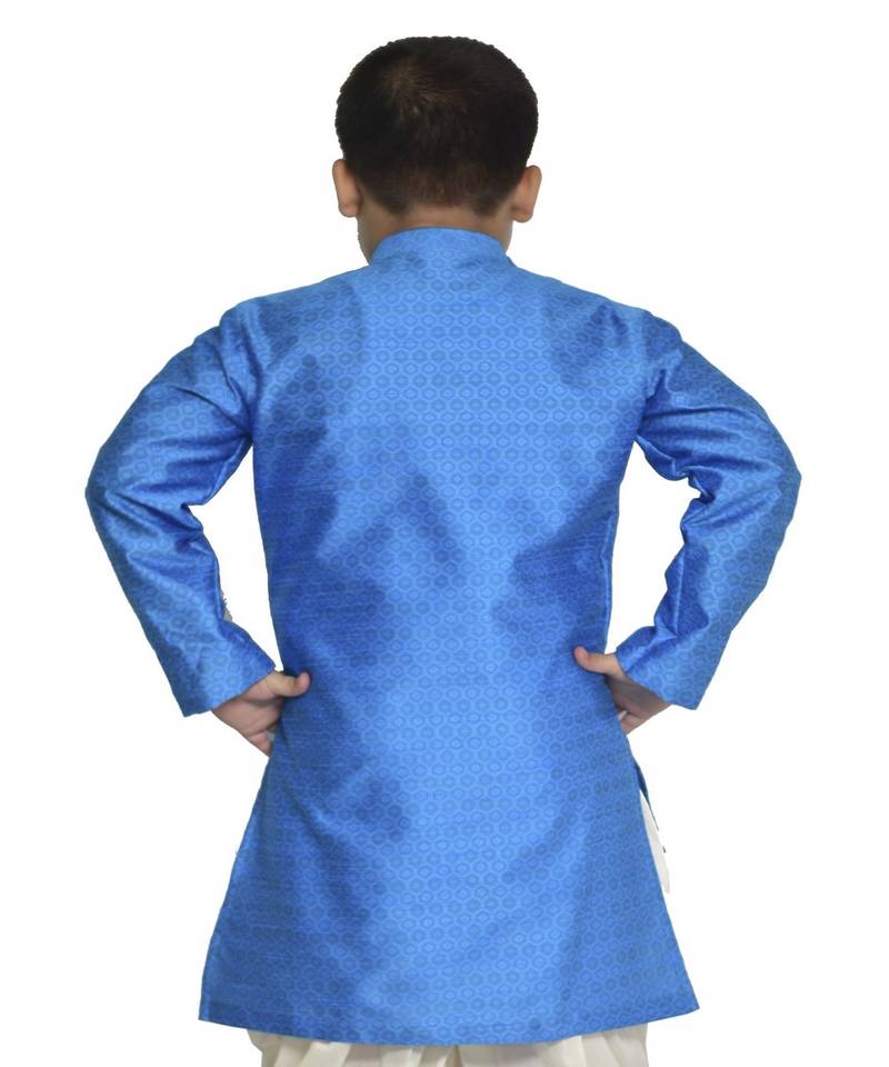 ANAN  Kid's Festive & Party Sky Blue V Kurta Set  ( Sky Blue Pack of 1 )