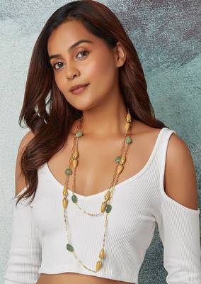 Gold Agate & Green Aventurine Layered Necklace 2