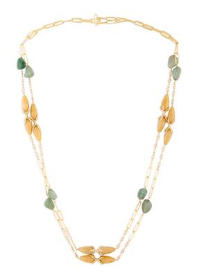 Gold Agate & Green Aventurine Layered Necklace 3