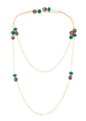Gold Polish Layered Necklace With Multi-Colour Agates 3