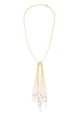 Gold Polish Tasseled Necklace With Multi-Colour Fresh Water Pearls Pearls 3