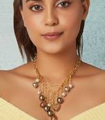 Multi-Colour Tasseled Necklace With Brown Agate Tumbles