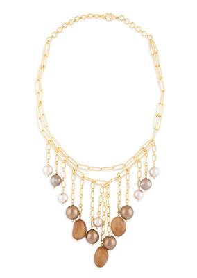 Multi-Colour Tasseled Necklace With Brown Agate Tumbles 3