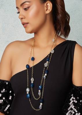 Blue Jade Tumbles Layered Necklace 1