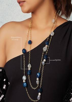 Blue Jade Tumbles Layered Necklace 4