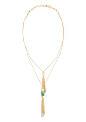 Gold Polish Lariat Necklace With Green Onyxircon Embellishment 3