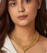 Gold Polish Necklace With Grey Pearl