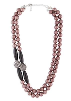 Brown Pearl Layered Necklace With Black Onyx 3